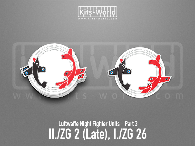 Kitsworld SAV Sticker - Luftwaffe Night Fighters - II./ZG 2 (Late) - I/ZG 26 W:100mm x H:79mm 